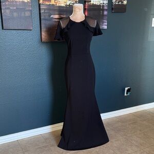 Eliza J Black Maxi Dress with Sheer Sleeves